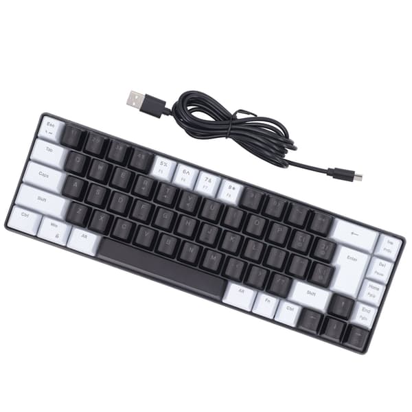 Membran Gaming Keyboard 68 Taster RGB Baggrundsbelyst Ergonomisk USB Interface Computer Keyboard til Win System Office Family Hvid Sort