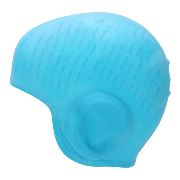 Høy elastisitet Silikonbadehette for barn 3D-hørebeskyttelse Badehette for kort, langt hår Blå