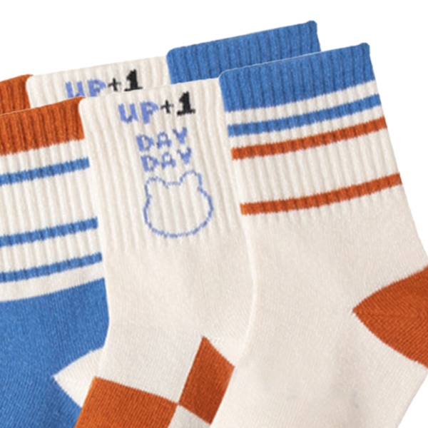 5 Par Barnstrumpor Mid Calf Andningsbara Cartoon Söta Mönster Bekväma Bomullsstrumpor för Pojkar Flickor L, 6‑8 År Gamla, Skostorlek: 29‑32