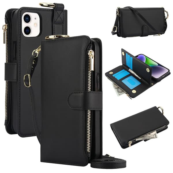 Crossbody Pung Læderetui Til iPhone 11 Pro Max / 11 Pro / iPhone 11 Sort Black For iPhone 11