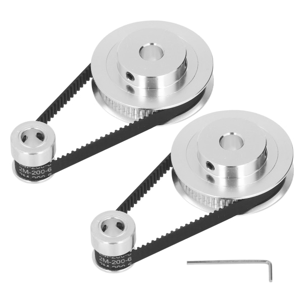 2 Set Synchronous Wheel GT2 Aluminum Alloy Timing Pulley with 2Pcs Length 200mm Width 6mm Belt 8mm Inner Bore