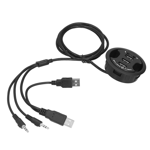 3 Ports Desktop USB HUB Højhastighedsudvidelse Rund HUB med 3,5 mm Lydhul til Computer Mikrofon Telefon