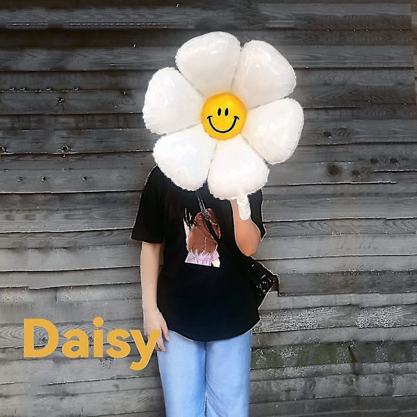 Hvide Daisy Festdekorationer - Sæt med 5 store 30-tommer blomsterballoner til fødselsdag, bryllupsdekoration