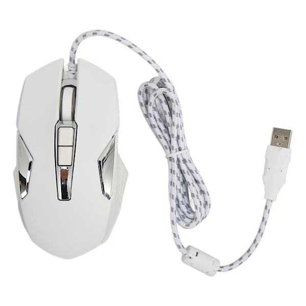 RGB Gaming Mouse Multifunktion Ergonomisk 7200 DPI trådbunden optisk spelmus med programmerbara knappar och bakgrundsbelysningsläge Vit