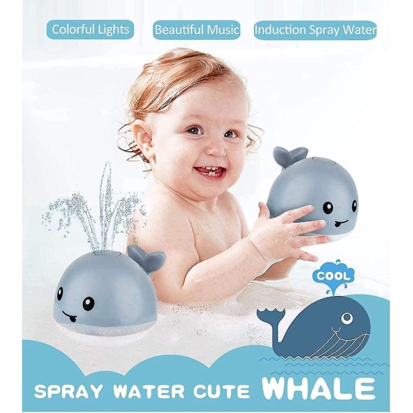 Hvalsprayvannbadeleke med LED-lys - Morsomt og trygt dusjleketøy for småbarn