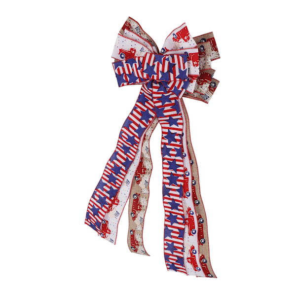 Independence Day Bowknot 11,8x27,6in Vibrerande Färger Fadeless Hållbar Allmänt Använd Patriotisk Bowknot för 4 juli