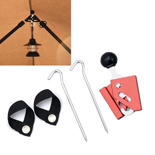 Tältstödssats med justerbar tumme i aluminiumlegering för utomhuscamping 8mm Röd
