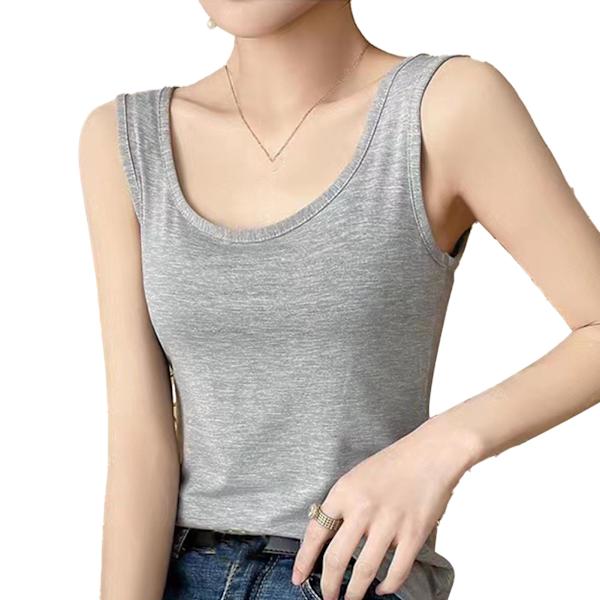 Naisten Toppeja Pehmeä Hengittävä Camisole Leveä Olkahihna Hihaton Yksivärinen Tank Top Kevät Kesä Harmaa L
