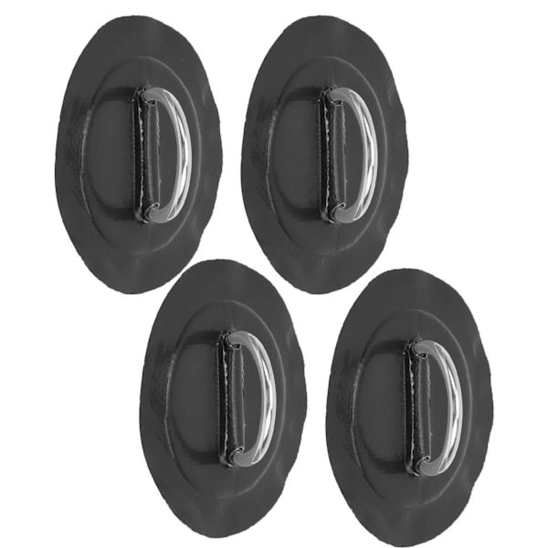 4 stk oppustelig bådkajak DRing Pad Patch Marine Fast spænde med elastisk bungee ledning (sort patch)