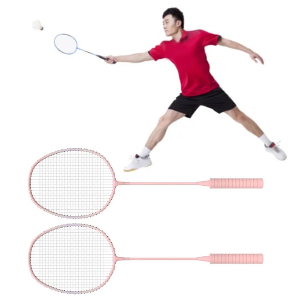 Badmintonracketer sett for utendørs hagespill, inkludert 2 racketer, 3 nylonfjærballer og 1 bæreveske for nybegynnere, voksne, rosa