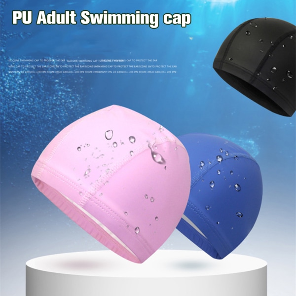 2-pak unisex badehætte med ørebeskyttelse Vandtæt PU-belagt Komfortable, fleksible svømmehatte til kvinder Mænd Børn Voksne