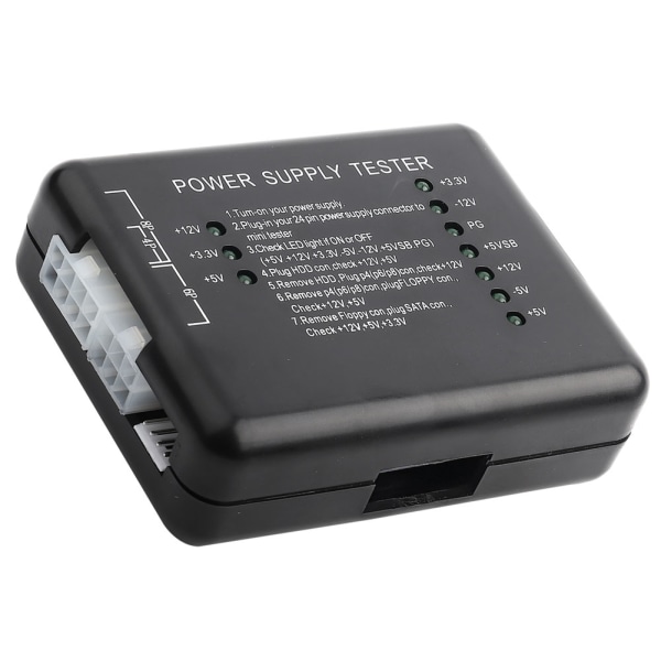 Power Supply Tester Checker 20/24 Pin HDD SATA FLOPPY til computer