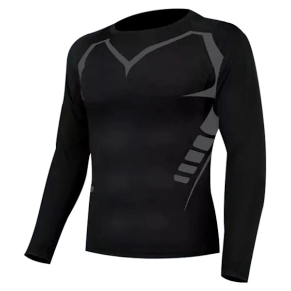 Tränings-Sweatshirt för Män, Tight, Långärmad, Snabbtorkande, Sport, Utomhuslöpning, Fitnesskläder, Svart, XL