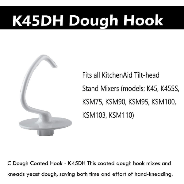 Kompatibel deigkrok for KitchenAid K45 K45SS KSM90 stativmiksere