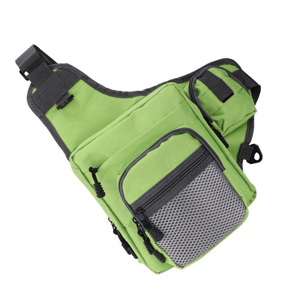 Polyester multifunktionell crossbody-väska för fiskeredskap med justerbara axelremmar (grön)