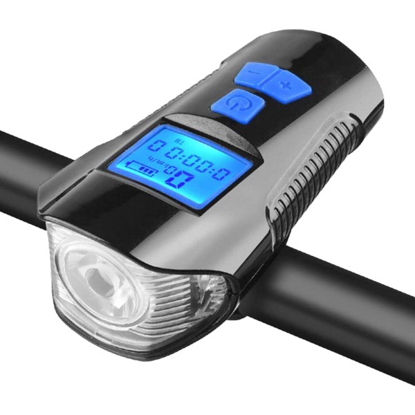 Sykkel Speedometer Front Light USB Oppladbart Night Light Riding Kilometerteller med sykkelhorn
