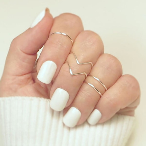 5 stk/sæt Mode Kvinder Knuckle Finger Ringe Bånd Legering Ring Sæt Smykker Gave Gold