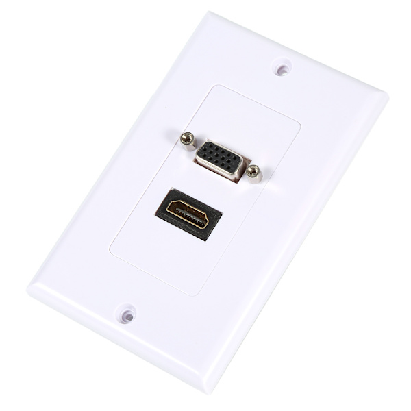 1 Port HDMI Hunn 1 Port VGA Hunn AV Vegguttak Video Sokkel Face Connector Plate Hvit