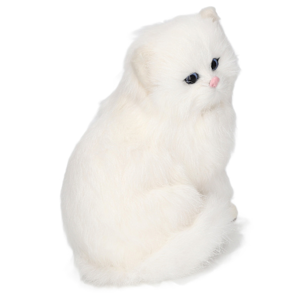 Simuleret Pels Kat Figur - Realistisk Mini Killing Dekorativ Kitty Statue Syntetisk Pels Kæledyr Udstoppet Dyr Replika