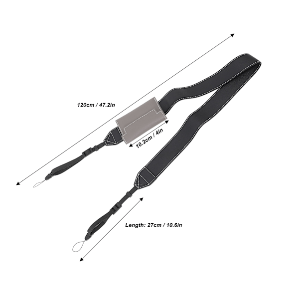 Kamerarem 4 cm bredde Komfortabel ergonomisk PU-lær Nakkestropp Belte for DSLR Speilreflekskamera Veske Svart