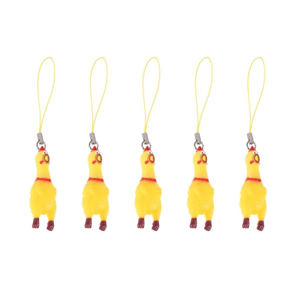 5 Pack Squeeze huutava kana-avaimenperä Hauska keltainen vinkuva kanariipus avaimille laukut puhelimet