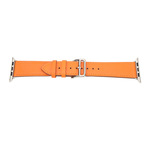 Smart Watch Band Klokkereim Lær Smart Watch Tilbehør for IOS Watch Series SE 8 7 6 5 4 3 2 1 42mm 44mm 45mm Oransje