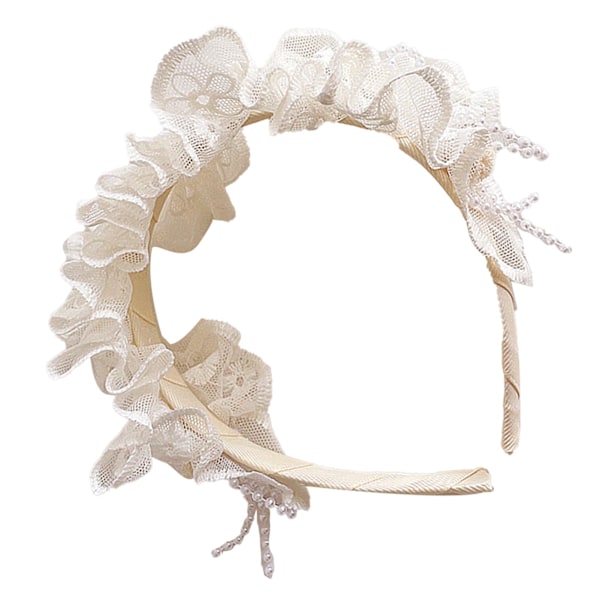 Tyttöjen pitsihelmi-hiuspanta Vintage Prinsessa Lolita tyyli Lasten pitsihelmi-kiiltävä hiuspanta Hiusasusteet Syntymäpäiväjuhlat Suosikki Beige