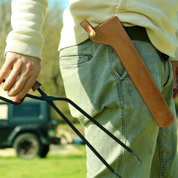 Båltang Pose Taske PU Læder Retro Ildtang Beskyttelsescover til Udendørs Grill Camping