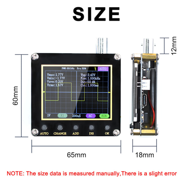 Digital oscilloskop signalvågform transistorer 2,4 tum display handhållen oscilloskop