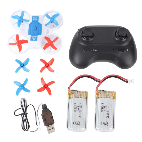 Mini Drone for barn LED stemmestyrt lys fjernkontroll Drone RC Quadcopter for nybegynnere Hvit 2 batteri