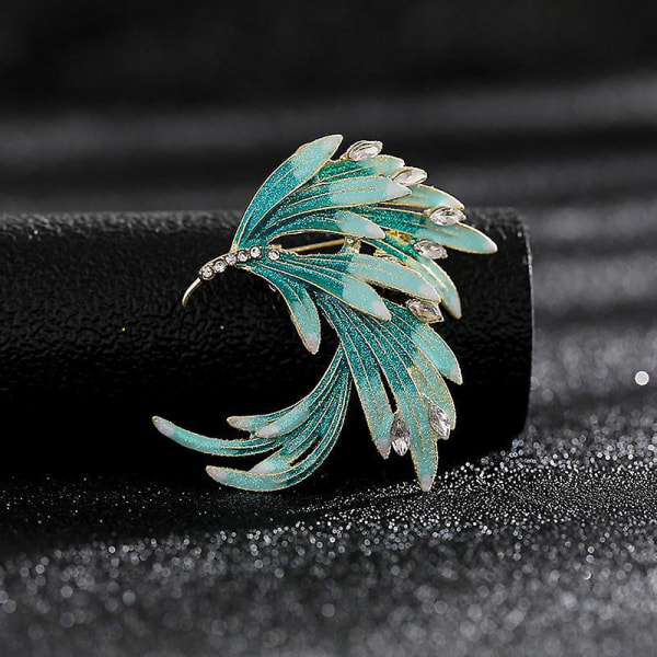 Høykvalitets blå phoenix-brosje med koreansk temperament og perlecent, fjærinnlagt rhinestone-nål for dameklærdekorasjoner