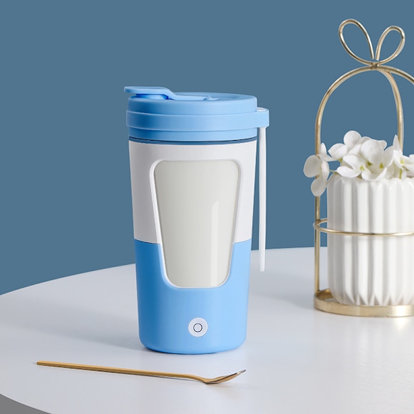 430 ml elektrisk blandningsmugg, hälsosam 7000 RPM, uppladdningsbar självblandande mugg med silikonhandtag för proteinshakes, kaffe, blå