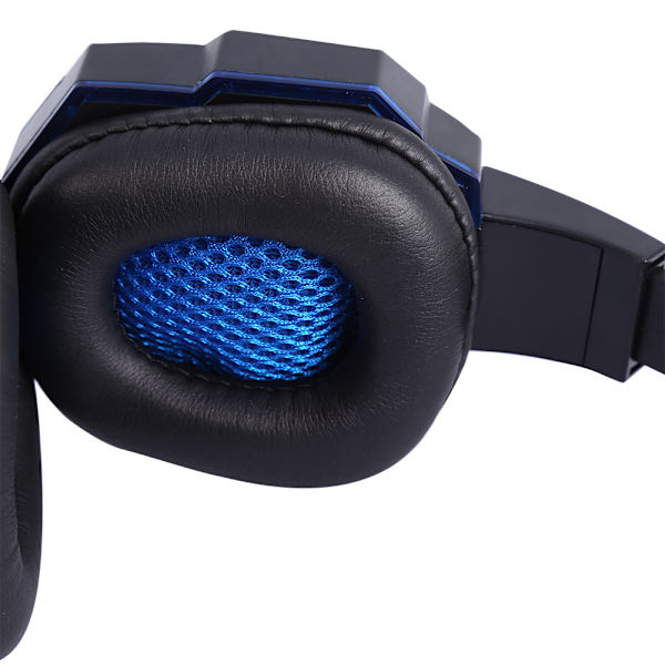 Stereospillhodetelefoner med mikrofon-headset med støyreduserende LED-lys blå