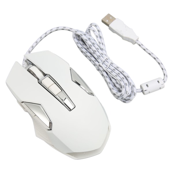 RGB Gaming Mouse 7200 DPI Programmerbare knapper Bakgrunnsbelysning Programvarestøtte DIY Rapid Fire Button USB Wired Game Mouse White