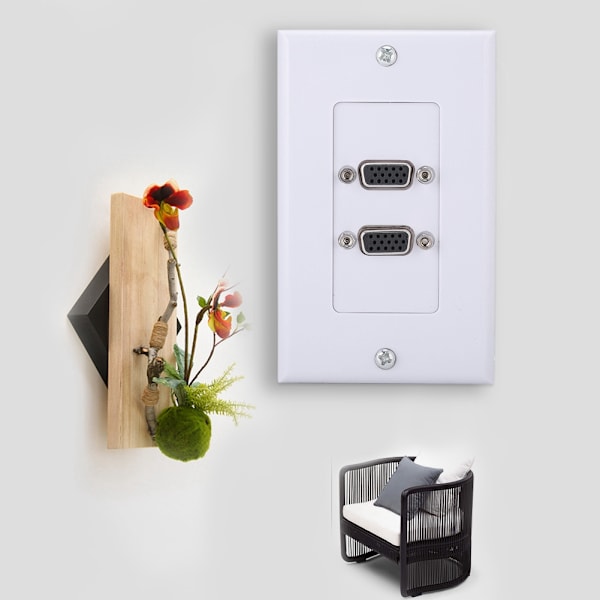 US 2-PORT VGA-stikkontakt vægmonteret paneladapter vægstikkontakt