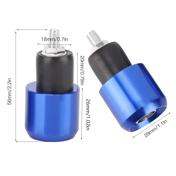2 st Universal 18-22 mm Motorcykel Runt Styre Ändvikt Balans Plugg (Blå)