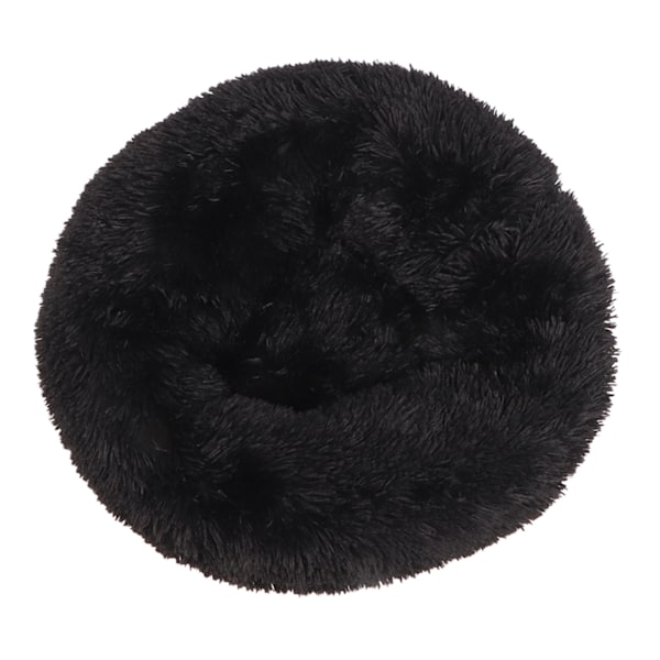 Kæledyrseng Multifunktionel Sød Rund Varmt Behagelig Blød Plys Vaskbar Katteseng Måtte til Katte Hunde Kæledyr Sort Ydre Diameter 50cm/19.7in