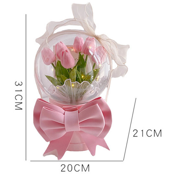 DIY Håndlavet Tulip Night Light Romantisk Soveværelse Sengen Sovelampe Ambient Lampe Bord Natlampe Pink
