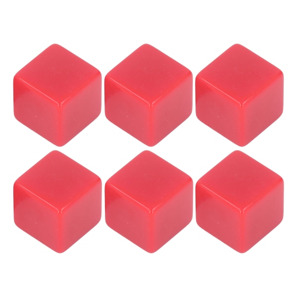 6 stk. Blank terningsett rettvinklet plast sekskantede terninger Klasserom Brettspill DIY Math Counting Undervisningsfest Favoritt Moro Rød