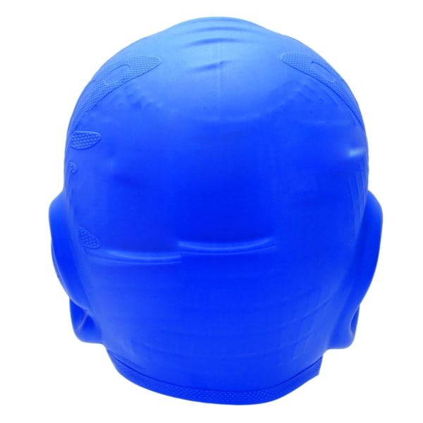 Vanntett silikon badehette med ørebeskyttelse 3D Sterk elastisitet Langt hår svømmehatt for voksne Mørkeblå