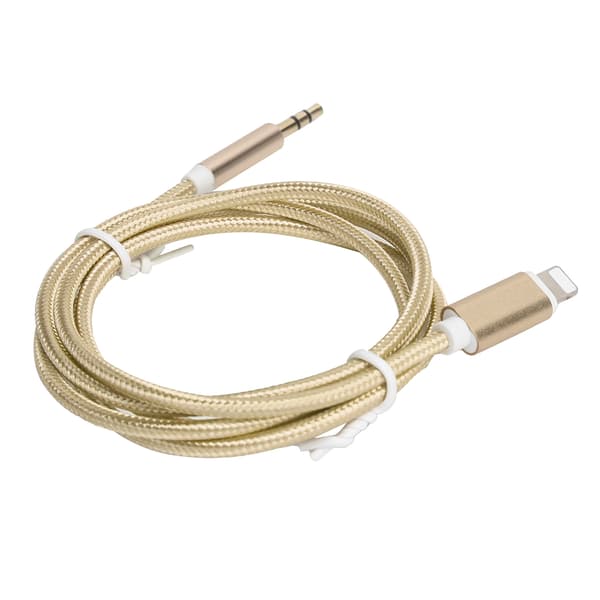 IOS 12 AUX Lydkabel 3.5mm Nylonflettet Adapter Gul