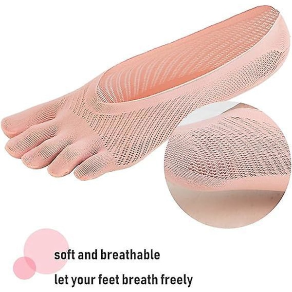 Unike fem-finger-tå-sokker for kvinner, sklisikker myk pustende komfort, anti-blokkering, anti-svette, forhindre hevelse (5 par)