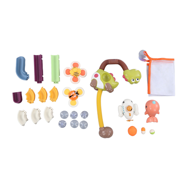 Baby Bath Toy Set Dinosaur Water Spray Head Colorful Blocks Bathtub Shower Toys with Suction Cups