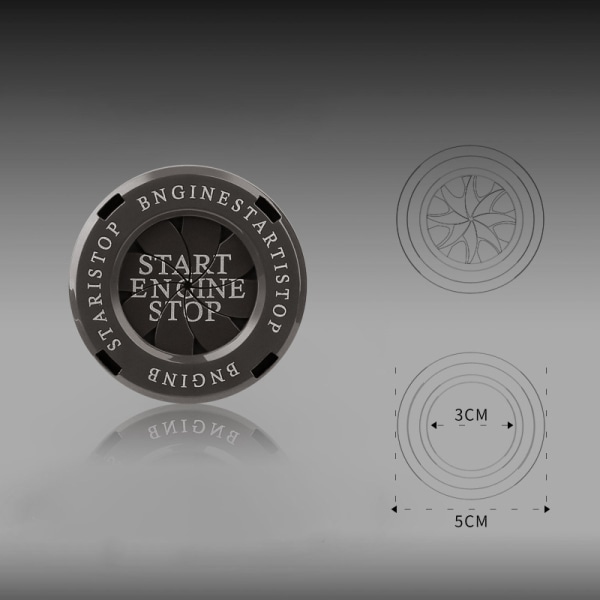 Motor Start Stoppknapp Deksel Beskyttende Anti Scratch Spin Design Universal One Key Start Button Trim Titanium Black
