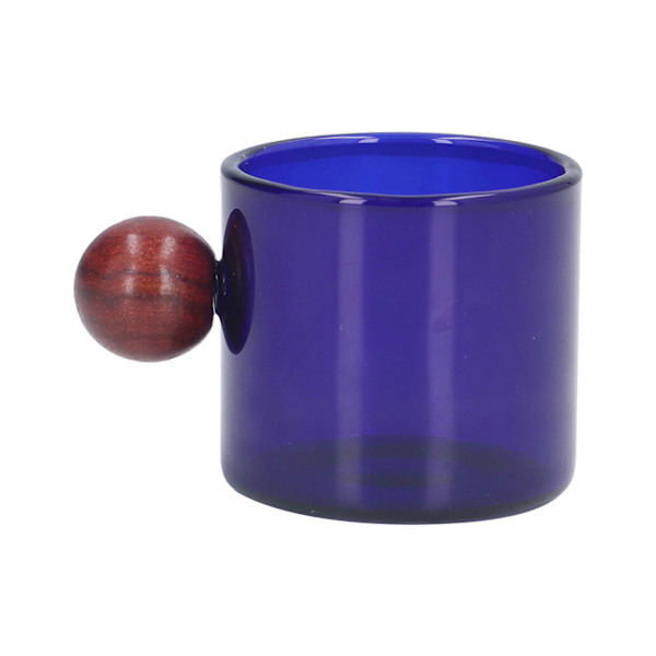 Kaffe Kopp Multipurpose Varmebestandig Enkelt og Vintage Stil Glass Kaffe Krus med Tretre Ball for Kaffe Øl Te Blå