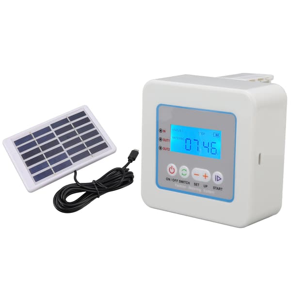 Mikro automatiskt droppbevattningskit programmerbar timer solcellsdriven multifunktionell automatisk bevattningsspruta med LED-display