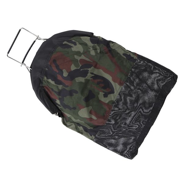 Fiskenet Taske Mesh Taske Rustfrit Stål Fjeder Nylon Camouflage Foldbar Stor Kapacitet Holdbar Oxford Klud Enhåndsbetjening til Fiskeri Dykning