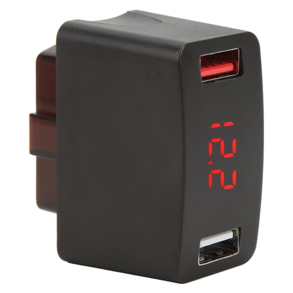 Universal Bil OBD Oplader DC12-24V Dobbelt USB LED Digital Display Opladningsadapter