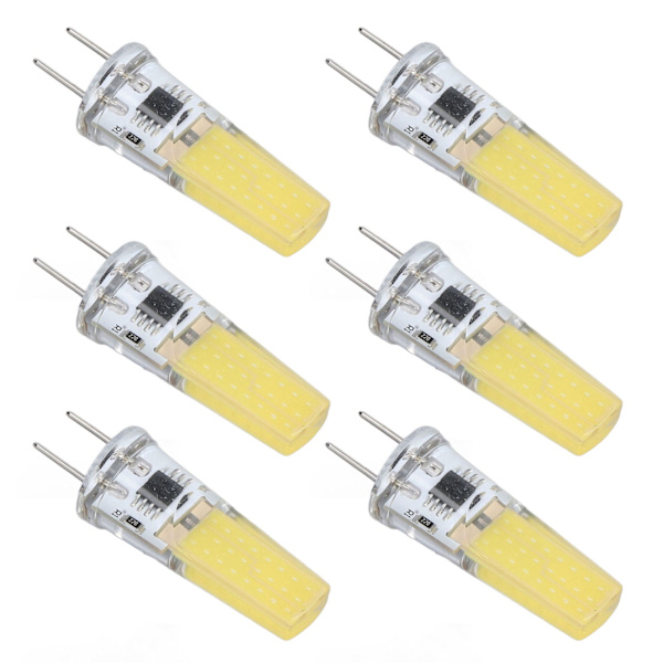 6 stk. G8 LED-pære 5W dæmpbar 2508 COB energibesparende nem installation 360 grader 50000 timer stabil 5W pærer 100-120V koldt hvidt