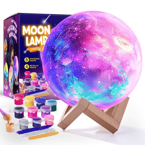 Mal dit eget månelampe-sæt, 3D natlampe kunsthåndværk til børn 8-12 år, gave til måneelskere drenge piger 3-12+ Moon